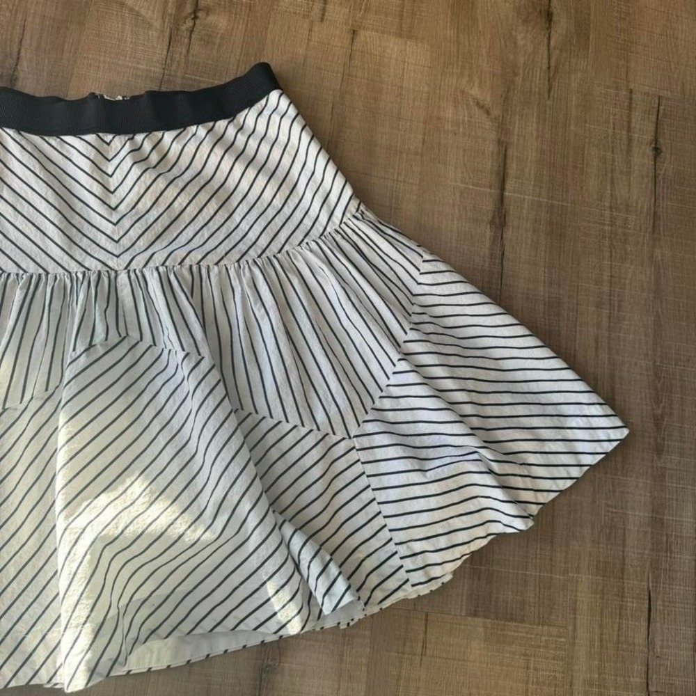 Maeve Drop Waist Skirt Women's Size 10 Black White Striped Flare Anthropologie - Picture 8 of 8